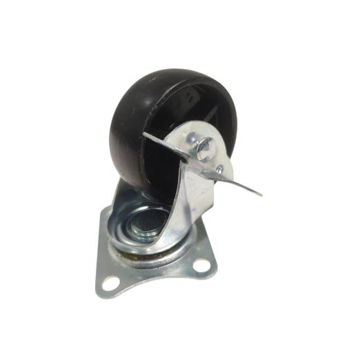 2 1/2 IN / TM Roda Hidup Trolly Rem Plat Nylon Hitam Rem