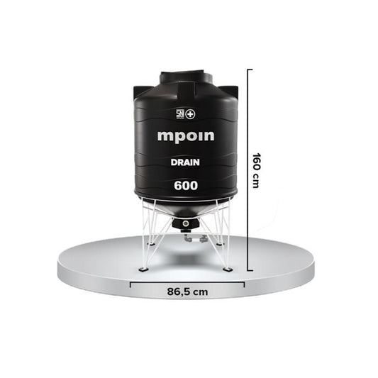 510 L / MPOIN + DRAIN D600 Water Torrent Tangki Tandon Air PVC Hitam + Acc Set