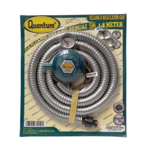 180 CM / QUANTUM QRL 032 Selang + Regulator Gas Tekanan Rendah + Meteran Set