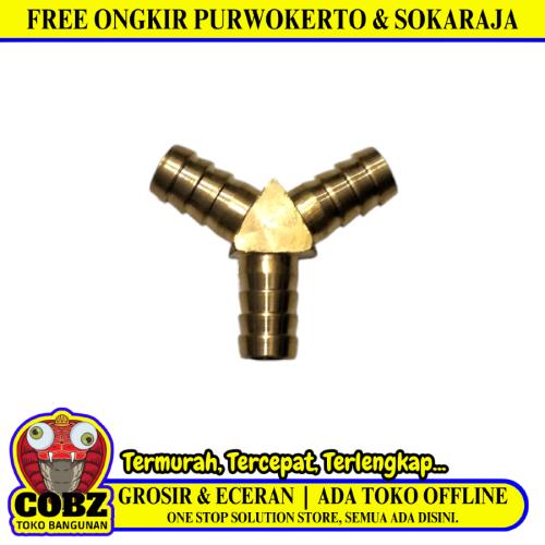 3/8 IN / TM Nepel Adaptor Sambungan Selang 3 Cabang Kuningan