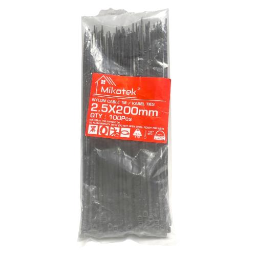 2.5 MM x 200 MM / MIKOTEK Kabel Cable Ties Tali Ripet 20 CM Hitam Pack