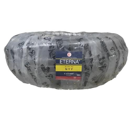 4 INTI x 6 MM x 50 M / ETERNA NYY Tunggal Kabel Tembaga SNI Hitam Roll