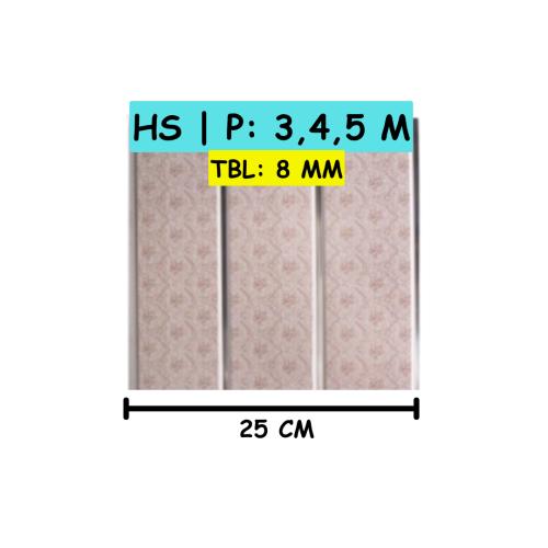 8 MM x 25 CM x 3 M / SHUNDA PLAFON PL.25.08 Plafon Gypsum GRC U PVC Hotstamping Lembar
