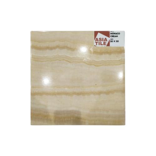 30 CM x 30 CM / ASIA TILE MONACO Keramik Lantai Rumah Glossy Cream Dus