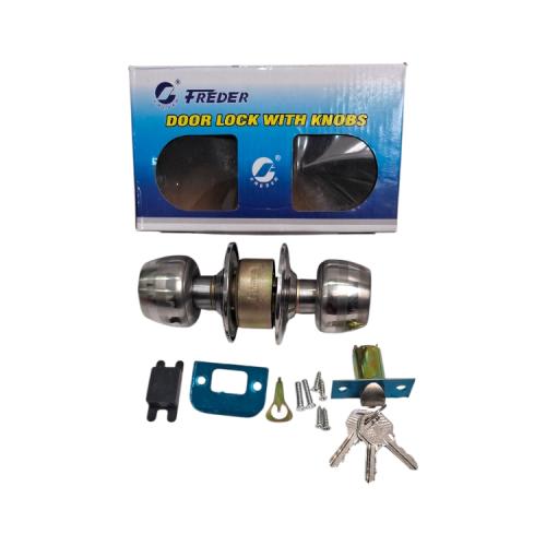 D 5 CM / FREDER Kunci Pintu Bulat Kamar Mandi Stainless Silver Set