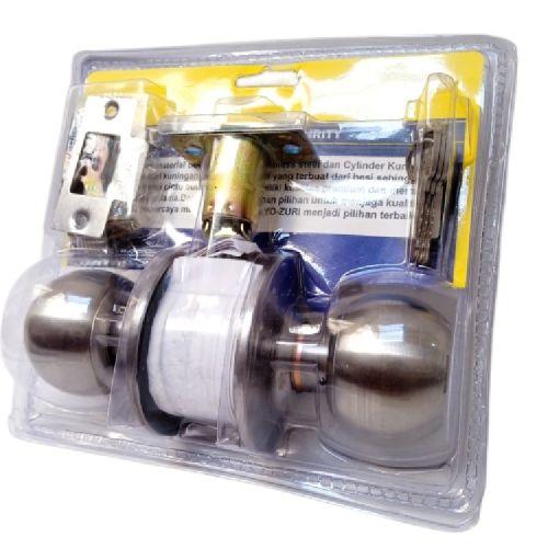 YOZURI Kunci Handle Pintu Bulat Kamar Mandi Stainless Chrome Set