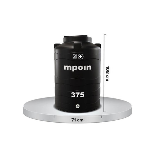 380 L / MPOIN + WAVE W375 Water Torrent Tangki Tandon Air PVC Hitam Set