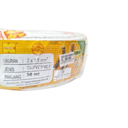 2 INTI x 1.5 MM x 50 M / KITANI NYMHY Serabut Kabel Tembaga SNI Putih Roll