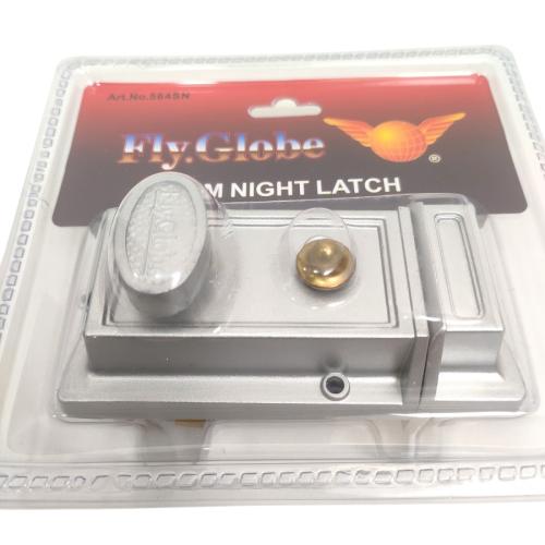 FLY GLOBE 564GL Grendel Pintu Laci Lemari Otomatis Rim Night Latch Silver