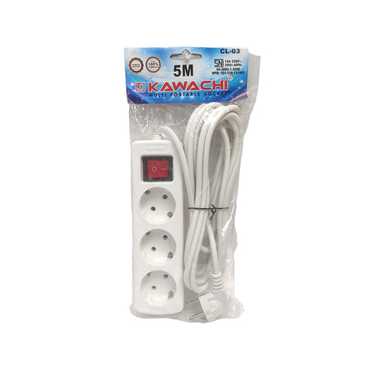 3 LUBANG x 500 CM / KAWACHI Stop Kontak Colokan Terminal Kabel 5 M