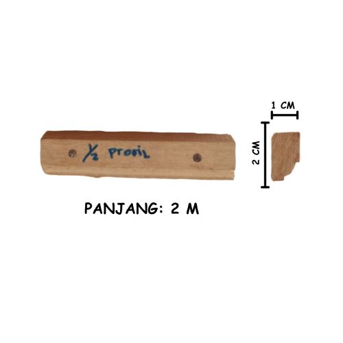 1 CM x 2 CM x 200 CM / NM List Kayu Profil Cermin Pigura Pintu Batang