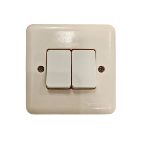 BRIGHT-G Saklar Ganda Double Seri 2 Gang Tanam IB Inbow Cream