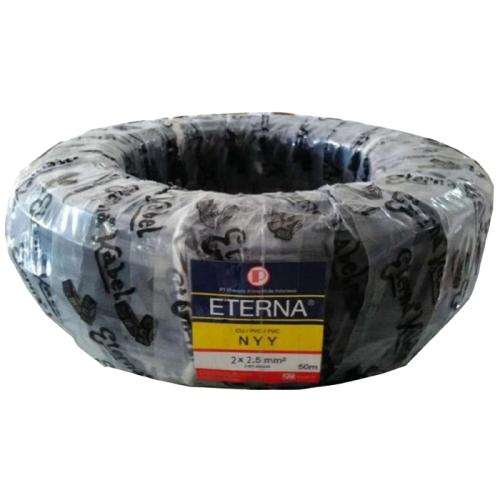 2 INTI x 2.5 MM x 50 M / ETERNA NYY Tunggal Kabel Tembaga SNI Hitam Roll
