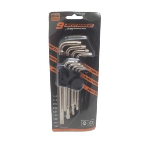T 10 - T 50 / HUIDI Kunci L Bintang Torx Key Panjang 9 Pcs Set