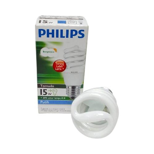 15 WATT / PHILIPS Tornado Lampu Bohlam Spiral Bola Putih