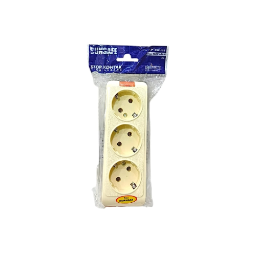 3 LUBANG / SUNSAFE SSK-111 Stop Kontak Terminal Arde Tempel OB Outbow Cream
