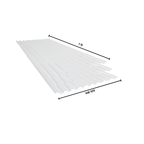 0.7 MM x 840 MM x 3 M / TM GRECA Atap U PVC Gelombang Kecil Clear Lembar