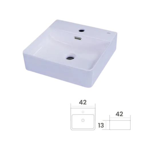 42 CM x 42 CM x 13 CM / GNET OTER AC1274 Wastafel Cuci Tangan Kecil White Keramik