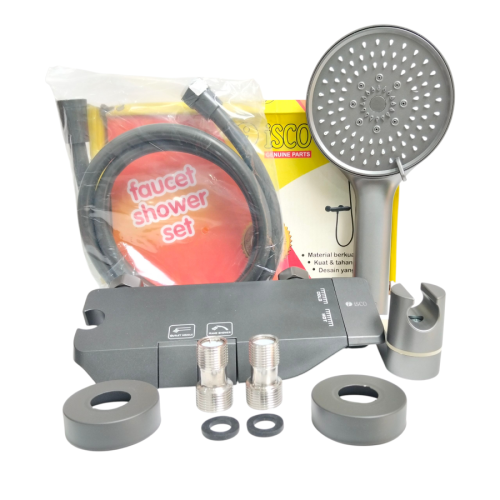 1/2 IN / ISCO WHC-6708 Kran Shower Panas Dingin Stainless + Selang + Shower Set