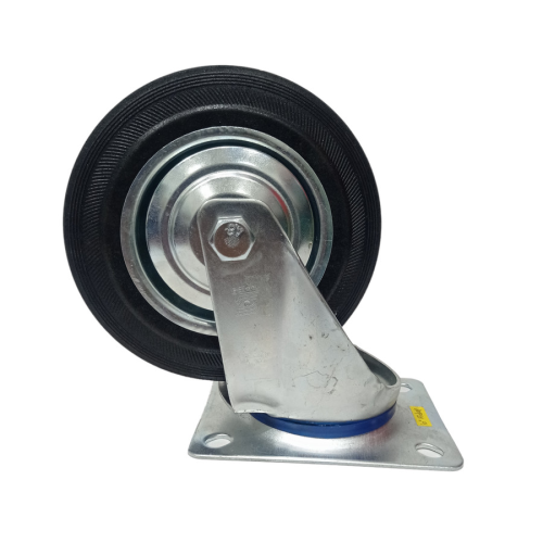 6 IN / TRIPLE-S Roda Hidup Trolly Gepeng Plat 152.4 MM Karet Hitam