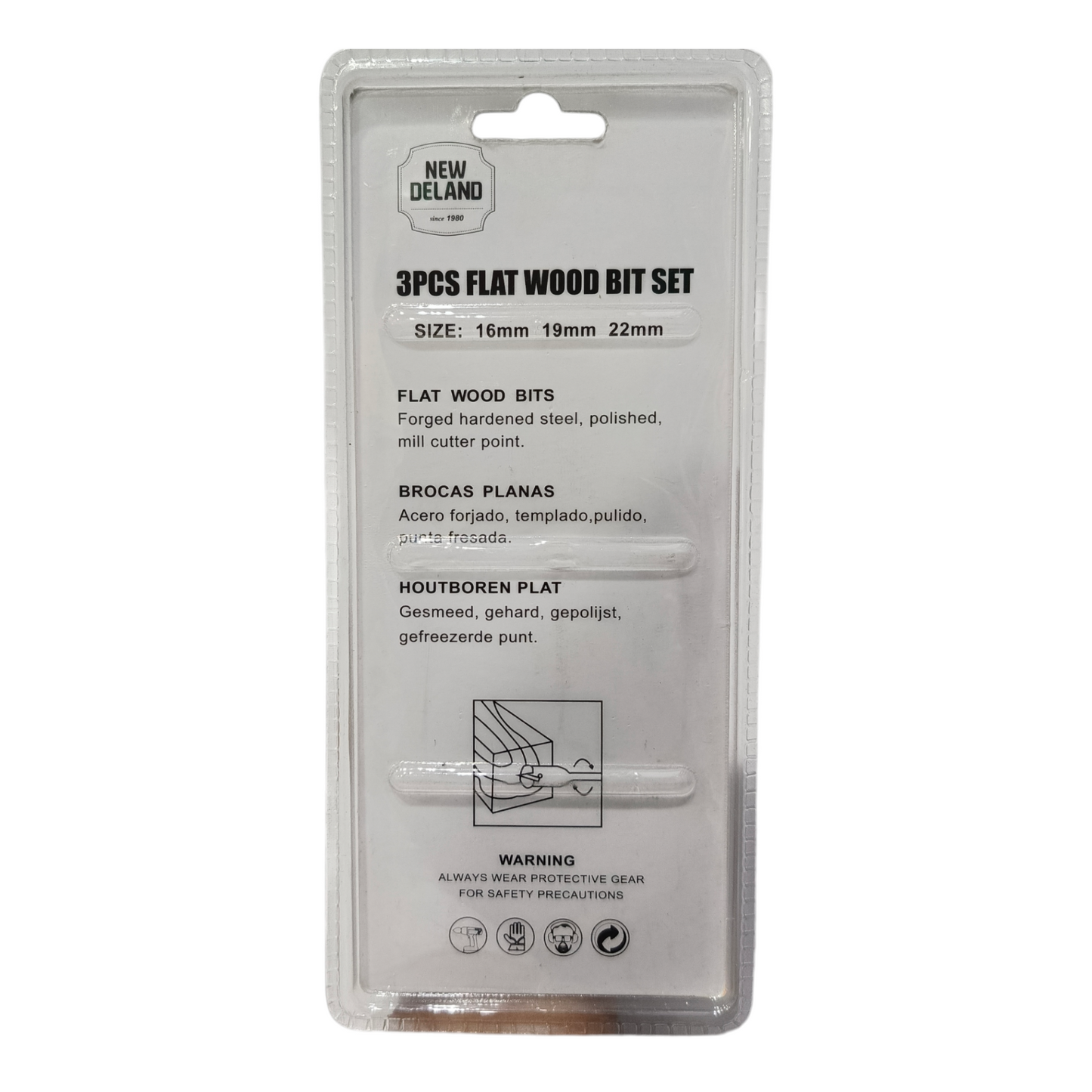 16 MM - 22 MM / NEW DELAND Mata Bor Kayu Kipas Flat Wood Drill Bits Set