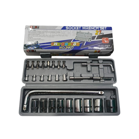 4 MM - 21 MM / HDT Mata Kunci Sok Shock Socket Wrench 9 Pcs Set