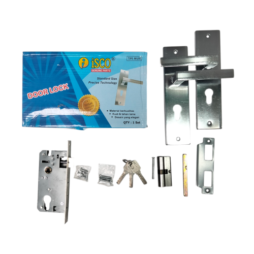 ISCO MU06 SN/CP Handle Door Lock Tarikan Handle Kunci Pintu Tanggung Set
