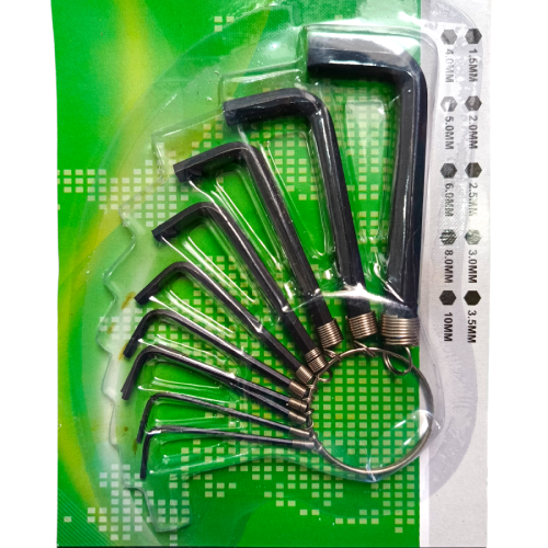 1.5 MM - 10 MM / IZM 02 Kunci L Hexagon Rata Pendek Wrench Screw 10 Pcs Set