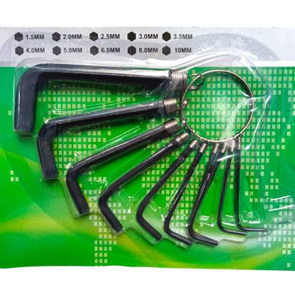 1.5 MM - 10 MM / IZM 02 Kunci L Hexagon Rata Pendek Wrench Screw 10 Pcs Set