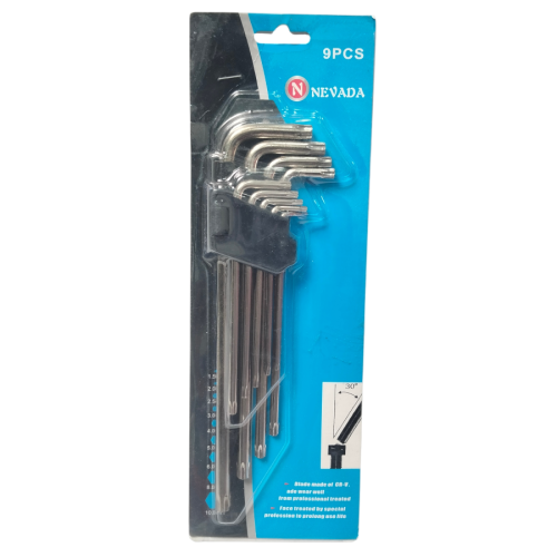 T 1.5 - T 10 / NEVADA Kunci L Bintang Torx Key Panjang 9 Pcs Set