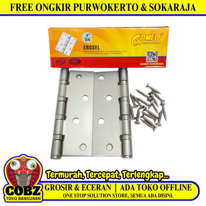 4 IN / GOMEO Engsel Kupu-Kupu Pintu Jendela Hinge Stainless Set