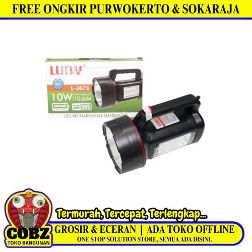 10 WATT + 1 WATT 12 SMD / LUBY 2673 Senter LED Charge Kabel + Lampu Meja