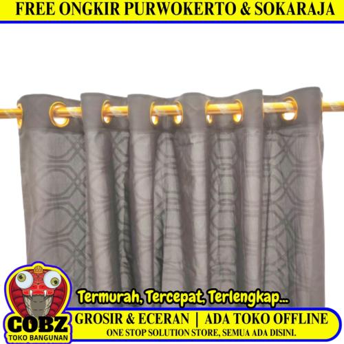 135 CM x 220 CM / COBZ Kain Gorden Ring Minimalis Motif Coklat Tua