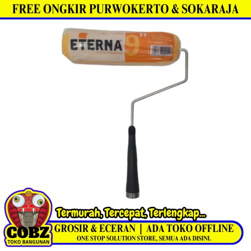 9 IN / ETERNA Kuas Busa Roll Cat Tembok Kayu Besi Besar + Gagang Set