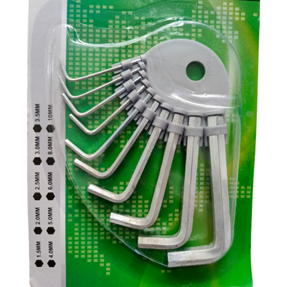1.5 MM - 10 MM / IZM 01 Kunci L Hexagon Rata Pendek Wrench Screw 10 Pcs Set