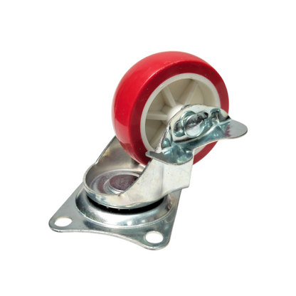 2 IN / STALLION Roda Rem Hidup Trolly Bentuk Drat 50 MM Karet Merah 4 Pcs Dus