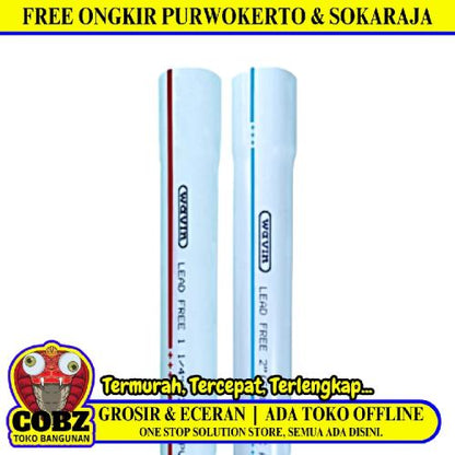 12 IN x 400 CM / WAVIN D Lis Merah Pipa Paralon PVC Putih Batang