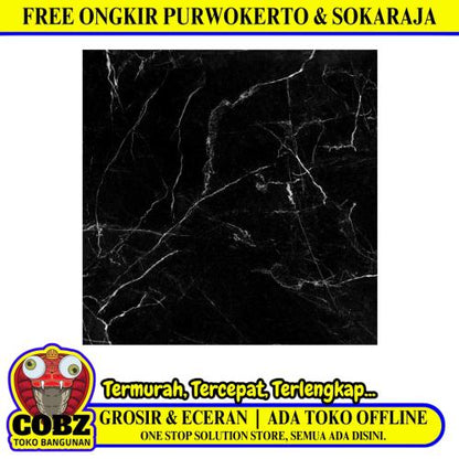 60 CM x 60 CM / PLATINUM STOCKHOLM Keramik Lantai Rumah Glossy Black Dus