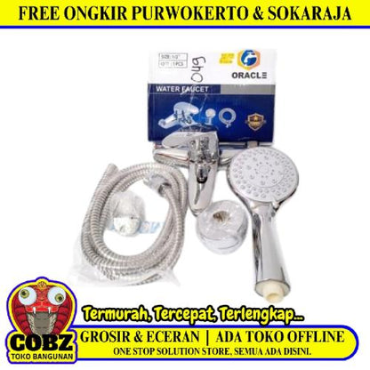 1/2 IN / ORACLE BTHUP 049 Kran Shower Panas Dingin Stainless + Selang + Shower Set