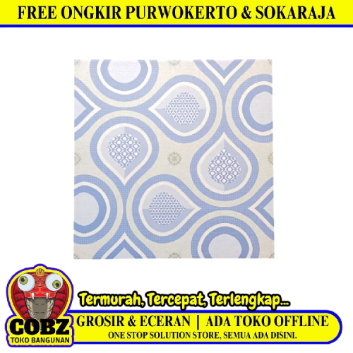 25 CM x 25 CM / UNO GENJI Keramik Lantai Kamar Mandi Matte Blue Dus