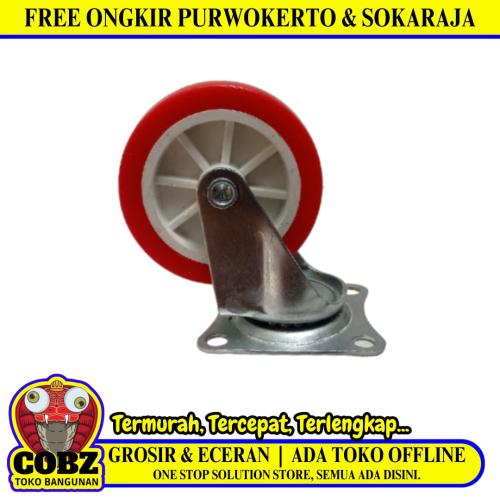 3 IN / TM Roda Hidup Trolly Non Rem Plat Nylon Merah