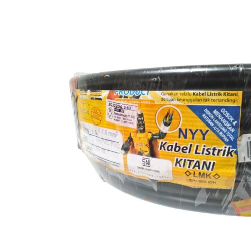 2 INTI x 2.5 MM x 50 M / KITANI NYY Tunggal Kabel Tembaga SNI Hitam Roll