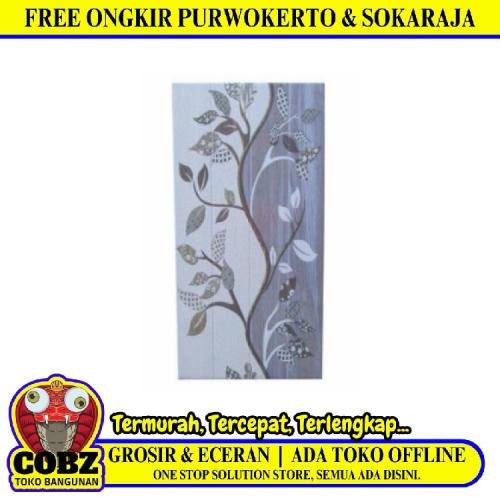 25 CM x 50 CM / UNO Ayana Keramik Dinding Timbul Glossy Grey Dus