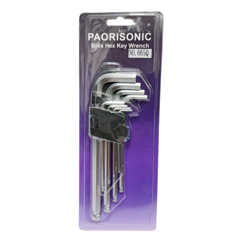 1.5 MM - 10 MM / PAORISONIC 665Q Kunci L Hexagon Ballpoint Panjang Wrench Screw 9 Pcs Set