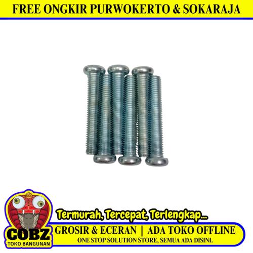 #5 x 30 MM / TM Baut JP Kepala Pentol Bulat Plus Warna Biji