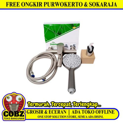 1/2 IN / PADOVA  Kran Shower Panas Dingin Stainless + Selang + Shower Set