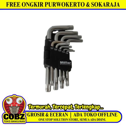 T 10 - T 50 / MOLLAR Kunci L Bintang Torx Key Pendek 9 Pcs Set