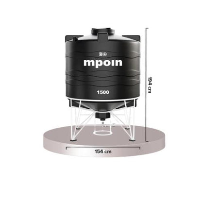 1500 L / MPOIN + DRAIN D 1500 Water Torrent Tangki Tandon Air PVC Silver Stone + Acc Set