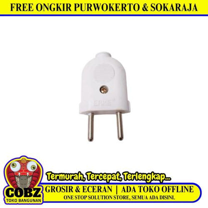 ERKE Steker Jek Colokan Kabel Listrik Cowok Male Gepeng Putih