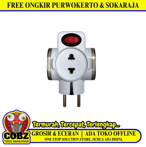 4 LUBANG / MIKOTEK Steker Stop Kontak Colokan Serbaguna 4 in 1 + Switch